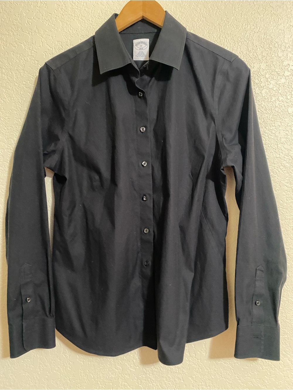 Brooks Brothers Women’s’ Black fitted non-iron stretch dress shirt Sz 12